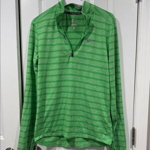 Nike Green Striped Quarter-Zip Top